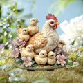 Garden Stake Decor, Acrylic 2D Flat Animal Statue - 9.13 x 11.8 inches, Hens and Chicks by WGKOMEGE
