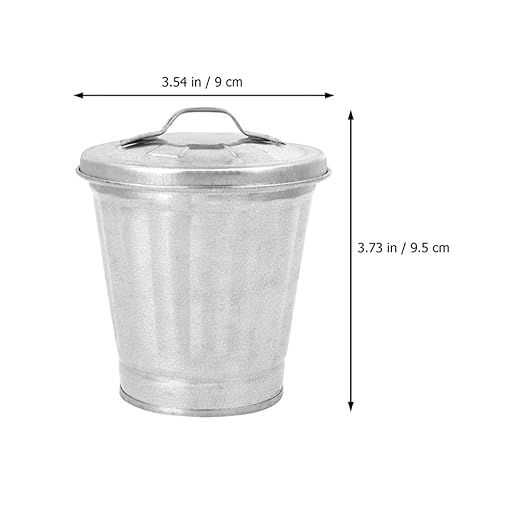 TOYANDONA Galvanized Trash Can Bucket Decorative Garbage Waste Basket Vintage Farmhouse Metal Utility Pail Desktop Garbage Bin Mini Wastebasket Trash Can Holder Flower Pot