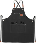 Chef Apron for Women Men with Pockets, Cotton Canvas Cross Back Adjustable Gardening Apron