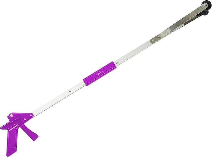 Grabber Tool 32" Suction Cup Grip Heavy Duty Aluminum Claw, Lightweight Foldable Reacher Grabber Pickup Tool, Gripper Grabbers for Elderly Grab it Reaching Tool Trash Picker Grabber, Pink, by Luxet