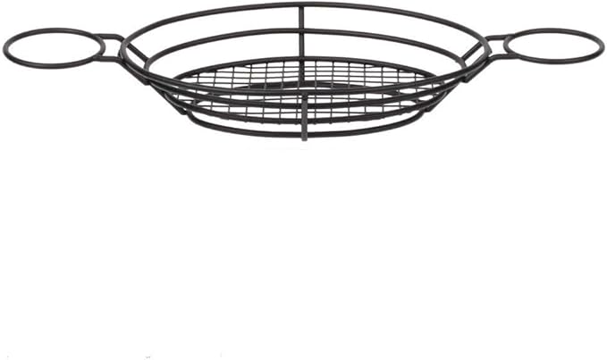 G.E.T. 4-38822 11 x 8 Oval Basket and 2 Holders, Clipper Mill, Iron Powder Coated, Black (Sauce Cups Sold Separately)