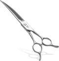 Dog Grooming Scissors: Pet Shears Made Of Japanese 440C Advanced Stainless Steel Professional Grooming Scissors for Dogs Cats and Other Pets (A Curved Chunker, 7.0 inch)