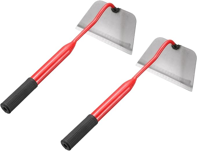 HARFINGTON 2pcs Garden Hoe 16.14" x 7" Steel Hoe Garden Tool Anti-Rust with Non-Slip Handle Edger Weeder Shovel for Backyard Loosening Farm Planting Weeding, Red