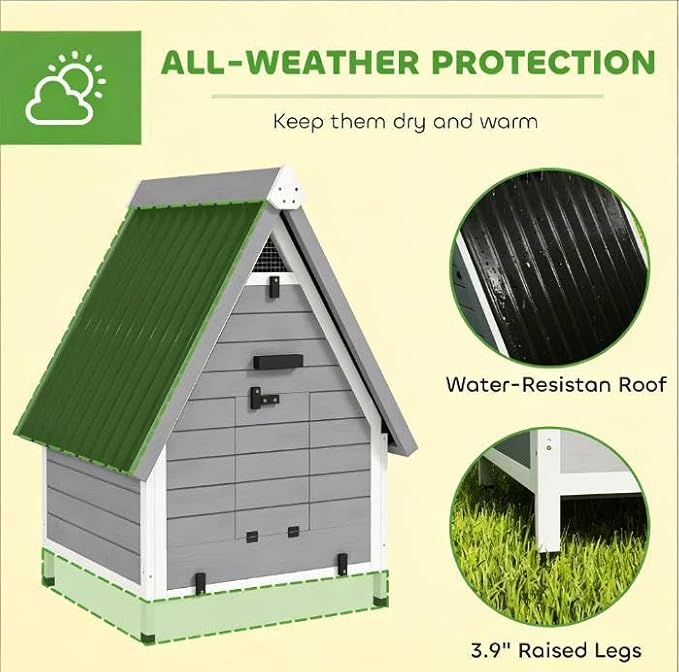 Pet-Friendly Backyard Chicken Coop, All-in-One Wooden Chicken House & Enclosed Run - Easy Access for Egg Collection & Cleaning, Perfect Starter Coop for Family Pets & Fresh Eggs