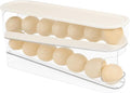 Automatic Roll Down Egg Dispenser for Refrigerator Organizer with Lid, 12-Count Double Layer Rolling Egg Holder for Fridge Storage (1PCS)