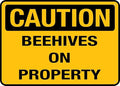 Caution Beehives On Property Tin Sign Warning Metal Sign Vintage Wall Decor for Home Farm Bar Coffee Shop Club Decoration 12x16 Inch