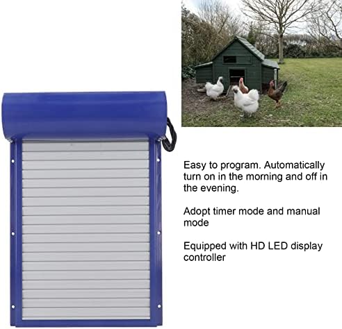 Automatic Chicken Coop Door, Auto Chicken Coop Door Opener with Timer & LED Display Controller, Multi Modes Aluminum Door for Home Farms, Chicken,