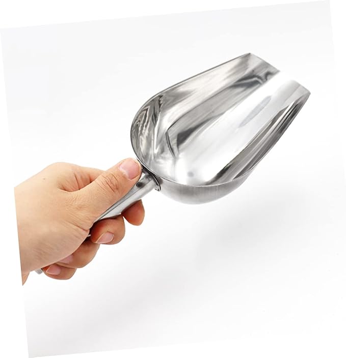 Stainless Steel Feed Scoop for Livestock Heavy Duty Grain Distribution Tool 10-inch Sturdy Metal Fodder Scooper for Pets and Farm Use