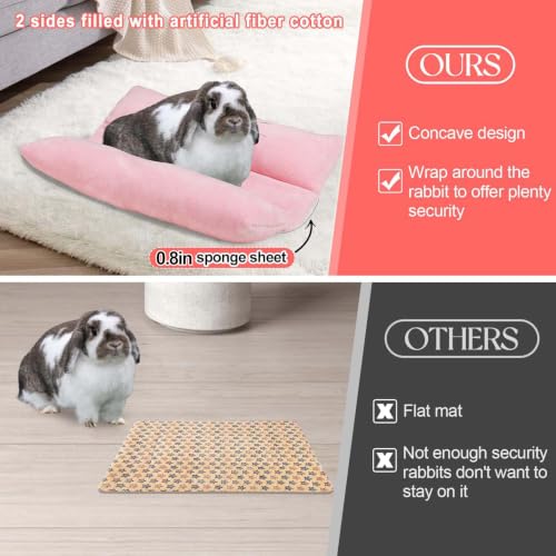 MEWTOGO 15.7" x 14" Bunny Bed for Rabbit Cage - 15.7 x 14In, Pink, flannel, Thickened & Soft - Image 2