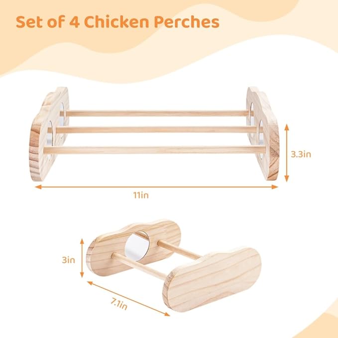 Wood Chicken Roosting Bars, Chick Stand Training Perches, 2 Pcs Wooden Chick Perches for Entertainment, Chick Jungle Gym Perch Toys for Coop & Brooder