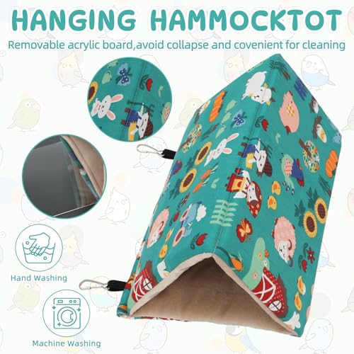 Rypet Bird Nest House, Bird Bed for Cage - Small (Pack of 1), Forest Green, Cotton, Hanging Hammock Bird Hut,Forest S - Image 5