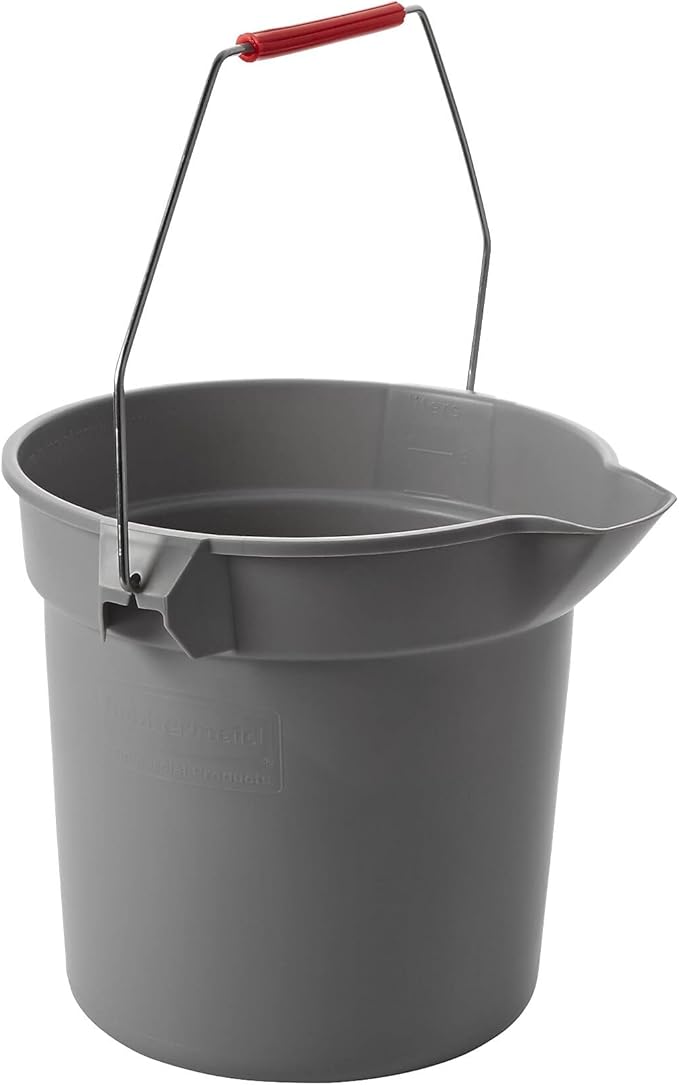 Rubbermaid 296300GY 10 Quart Plastic Utility Pail, 10 1/2 Diameter x 10 1/4h, Gray Plastic