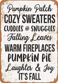 Vintage Metal Sign 8 x 12 - Pumpkin Patch Cozy Sweaters Falling Leaves
