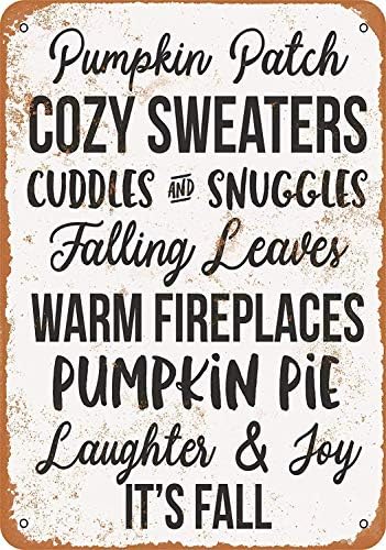 Vintage Metal Sign 8 x 12 - Pumpkin Patch Cozy Sweaters Falling Leaves