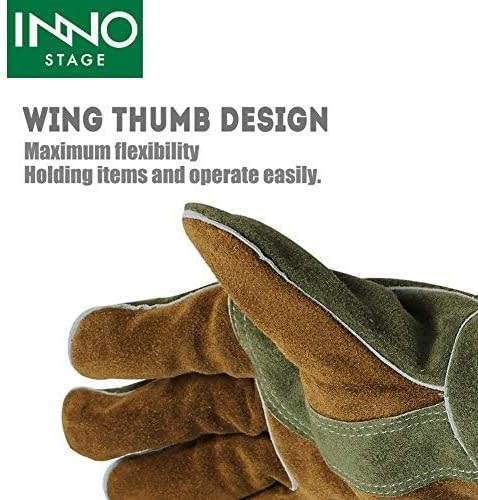 INNO STAGE Welding Gloves Heat Resistant 16 Inches Cowhide 662 ℉ Leather Forge Mig Welder Gloves for BBQ