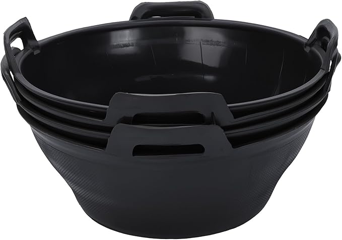 4Pcs Rubber Feed Pan, 3.1 Gallon Horse Feed Bucket Utility Feeder Bucket for Cats Dogs Goats Chicken Dust Bath Container Animal Feeding