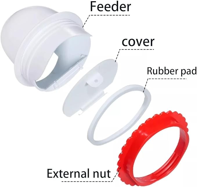 DIY Chicken Feeder, Automatic Anti-Rodent, Rainproof, No Waste, Gravity Chicken Feeder for Buckets, Boxes and Troughs (4 Pieces Red)