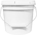1-Gallon Bucket with Airtight Lid – Made in USA, Food Grade BPA Free Plastic, Heavy Duty Multi-Use, Metal Handle with Grip, Stackable Storage – White, 1 Pack