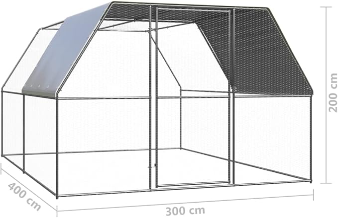 Weatherproof Outdoor Chicken Coop Large Walk-in Enclosure Outdoor Chicken Cage 9.8'x13.1'x6.6' Galvanized Steel for Outdoor Backyard Farm Garden