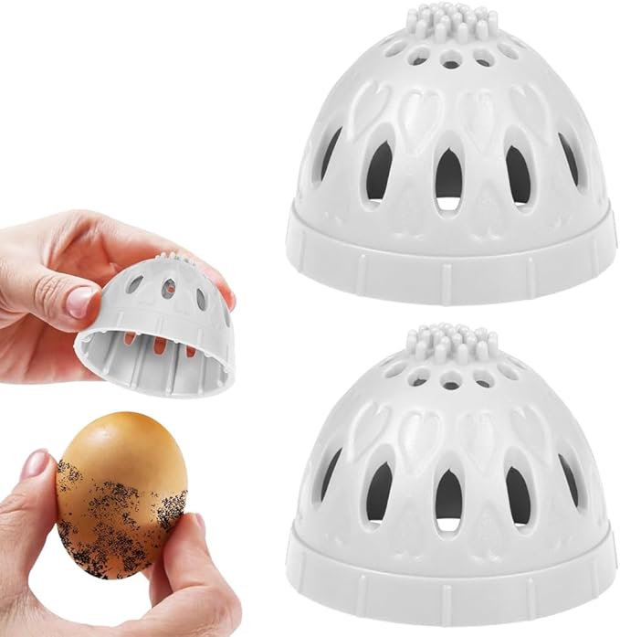 2 Pack Egg Washer for Fresh Eggs, Silicone Egg Cleaner Brush, Dual Scrubber for Fresh Eggs (Grey)