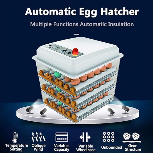 JAEDO 170 Egg Incubator Poultry Hatcher with Fully Automatic Egg Turning and Temperature Humidity Control for Chickens Ducks Goose Birds, Built-in Egg Candler (176)