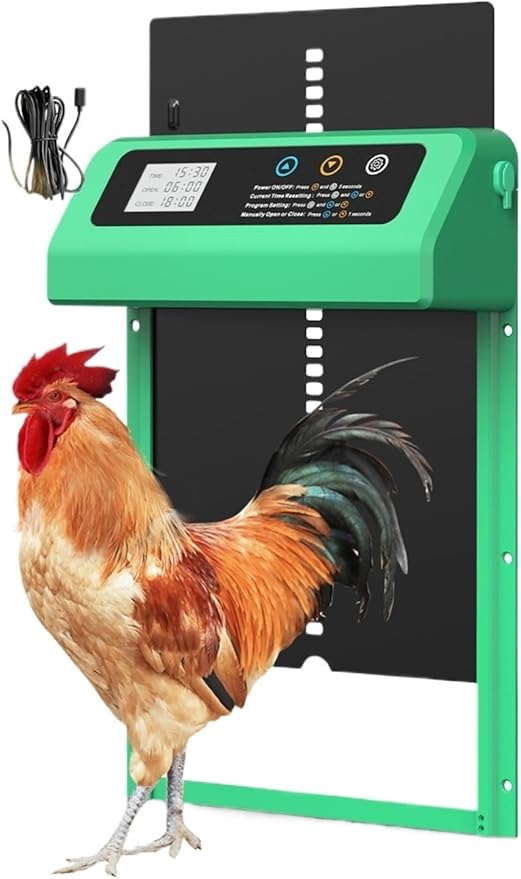 Solar Auto Chicken Coop Door Automatic Chicken Door Solar Powered & USB Charging Chicken Door 4 Modes with Timer & Light Senso(M6YMX)