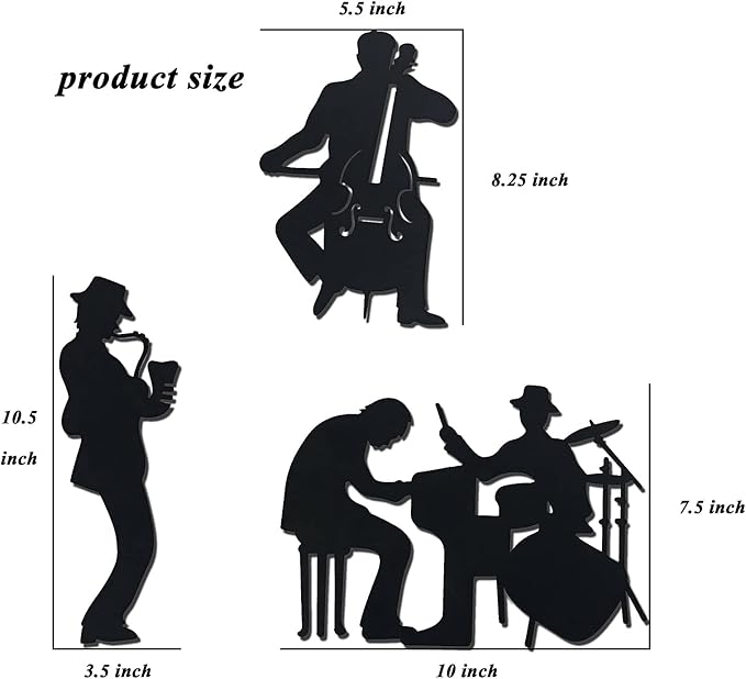 J-Fly Bathroom Decorations for Living Room Western Decor Music Metal Valentine Wall Art Jazz Music Theme Saxophone Wall Hanging Bedroom Office