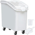 YITAHOME Large Ingredient Storage Bin, Commercial Rice Container With Wheels, Scoop, Lid and Scale - Bulk Flour Bin for Kitchen