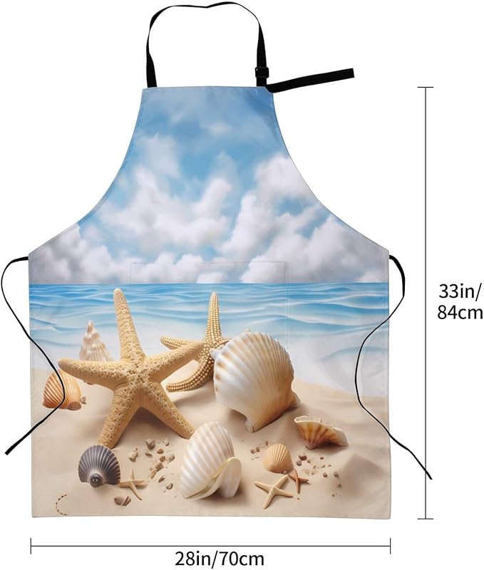Shark Jumping Home Aprons 2 Pockets 33"×28" for Men Women, Ocean Sea Waterproof Kitchen Cooking Bib