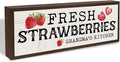 Grandma's Kitchen Wood Sign, Fresh Strawberries Sign, Country Style Wall Decoration, Rustic Home Decor for Kitchen, Gift for Grandma 9.5x3.1x1 inches