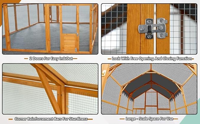 Endark 110" Large Walk-in Chicken Coop: A Spacious Outdoor Yard & Playpen with Waterproof Roof. Features Durable Wood Construction for Superior Rain Protection (Brown) (Brown)
