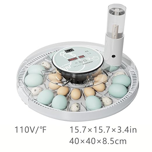 MeeF Egg Incubator for Hatching 28 Eggs, Auto Flip, Independent Atomizing Humidifier, with Duck and Goose Egg Trays (White)