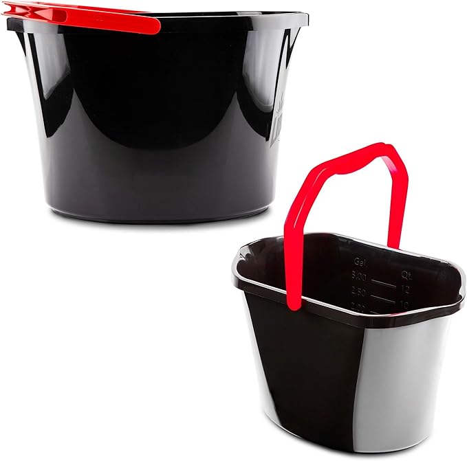 3.5 Gallon Heavy-Duty Utility Bucket – Sturdy Black Polypropylene, Ergonomic Handle, Multi-Purpose Container with Volume Markings, Ideal for Household Cleaning, Gardening, Garage Storage & Daily Tasks