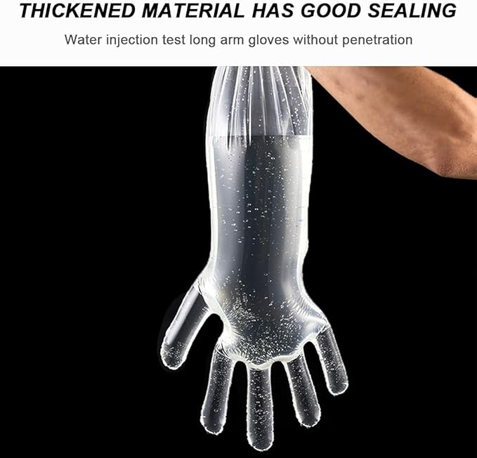 50 Disposable Field Dressing Gloves Veterinary Insemination Rectal Long Gloves, Extra Long Sleeve Full Arm