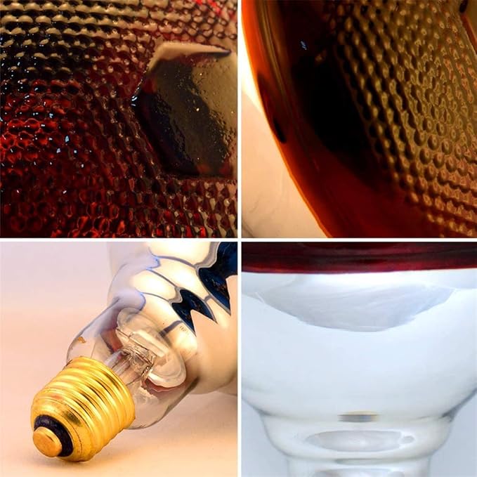 Heat Lamp PAR38 250W 2 Pack Red Infrared Heavy Glass Lamp Bulb for Food Service,Brooder Bulb,Chicks,Pet, Bathroom,Light Therapy,Reptiles and Amphibian.