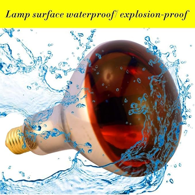 Heat Lamp Bulb R115 250 Watt 2 Pack Infrared Glass Lamp Bulb for Food Service, Brooder Bulb, Chicks, Pet, Bathroom, Light Therapy, Reptiles and Amphibian Use E26 Base