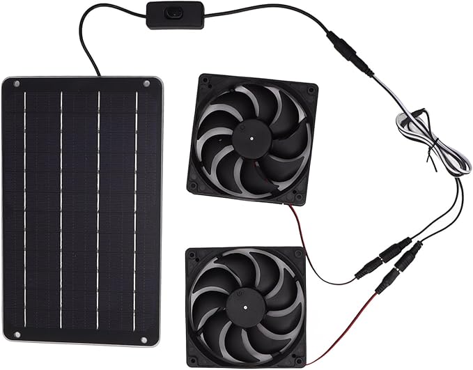 VINGVO Solar Fan, Solar Heater For Chicken Coop 20W Greenhouse Heater Solar Powered Solar Powered Exhaust Fan For Outside Chicken Coops, Greenhouses, Sheds