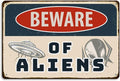 Alien Gifts Vintage Alien Decor Beware of Aliens Funny Aluminium Plate Signs for Home Bedroom Garage Man Cave Shed Indoor&Outdoor Wall Art Decorations Metal Signs
