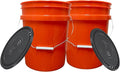 House Naturals 5 Gallon Scarlet Red Plastic Bucket Pail Food Grade BPA Free Made in USA pails with White Air Tight Screw on Lid (Pack of 2) (Scarlet Red with Black EZ lid)