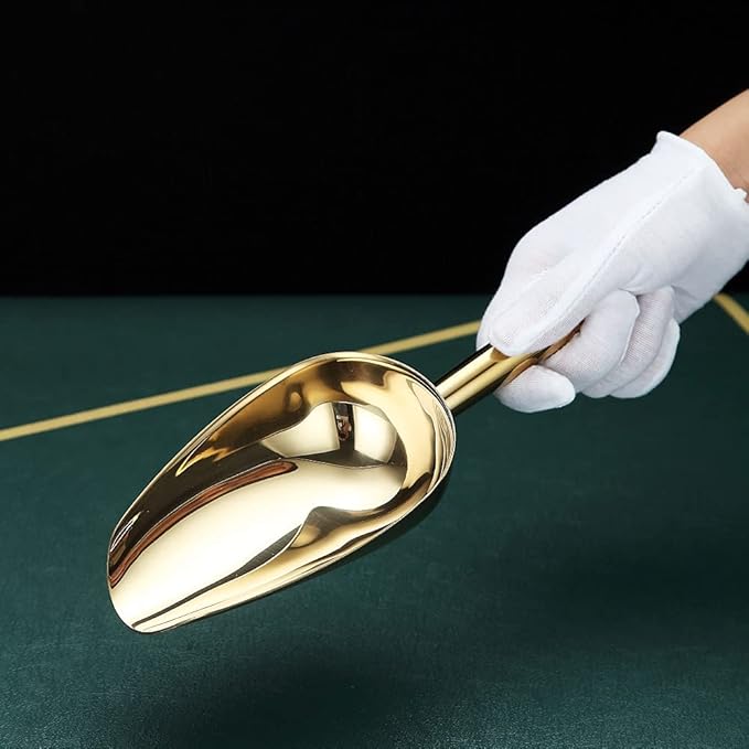 Gold Ice Scoop, Fashion Ice Cream Scoop, Premium Stainless Steel Cookie Scoop, Dog Food Scoop, Sturdy Flour Scoop, Utility Candy Scoop, Dishwasher Safe (8oz/9 Inch)