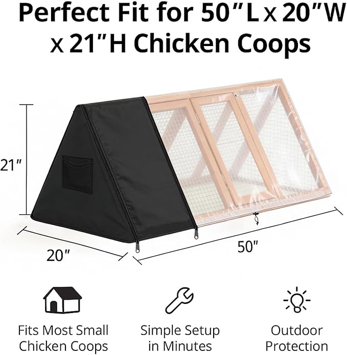 Small Chicken Coop Cover Waterproof Quail Coop Winter Cover is Suitable for Chicken House, Duck House, and Rabbit Cages 50" Lx 20" Wx 21" H