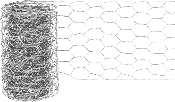 Chicken Wire for Floral Arrangements, 4 x 118 in Galvanized Iron Hexagonal PVC Coated for Crafts/Poultry/Garden, Chicken Wire Netting Fence Mesh [Silver Tone]