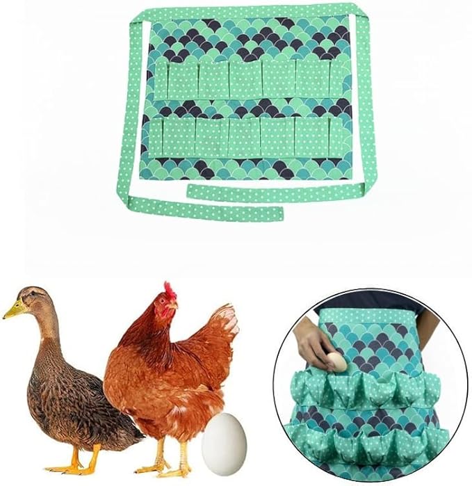 Egg Collecting Apron with 12 Deep Pockets - Perfect for Hen Duck and Goose Eggs | Farmhouse Kitchen Workwear