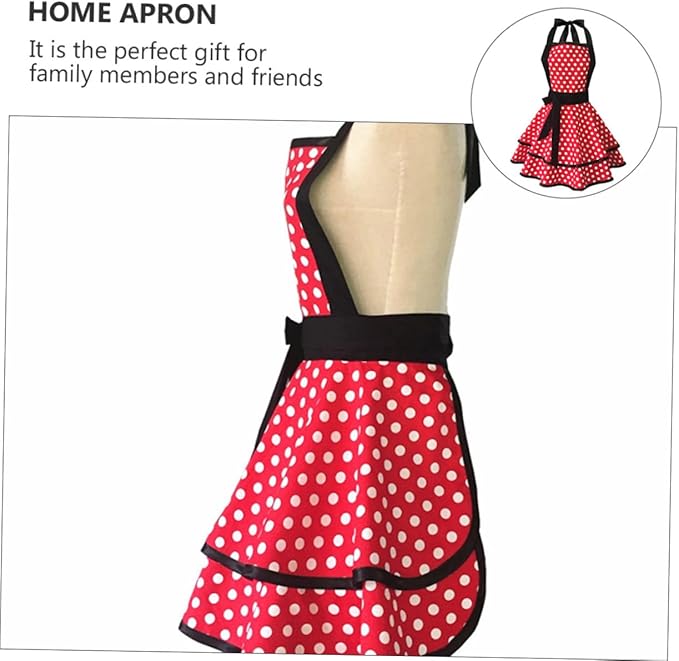 VILLCASE Cotton Hanging Neck Apron Double Layer Dotted Design Lightweight Comfortable Cooking Bib for Men Women Kitchen Work Hotel Use