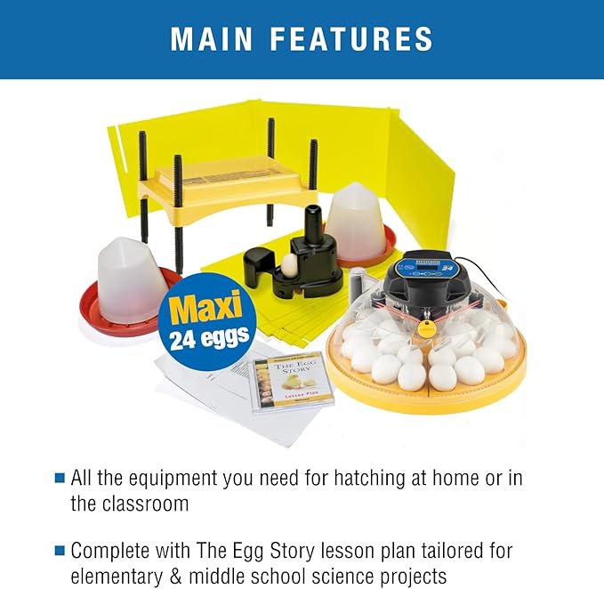 Brinsea Maxi 24 Advance Egg Incubator Classroom Kit Brooder Pack for Students with Lesson Plan, Egg Scope, EcoGlow Brooder, Plastic Chick Enclosure, Feeder and Drinker for Hatching Chicks, Ducklings