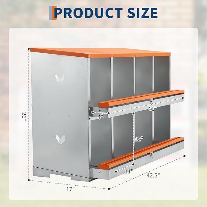 8 Compartment Chicken Nesting Box, Nesting Boxes for Chickens, Chicken Laying Boxes to Protect Eggs, Easy to Clean