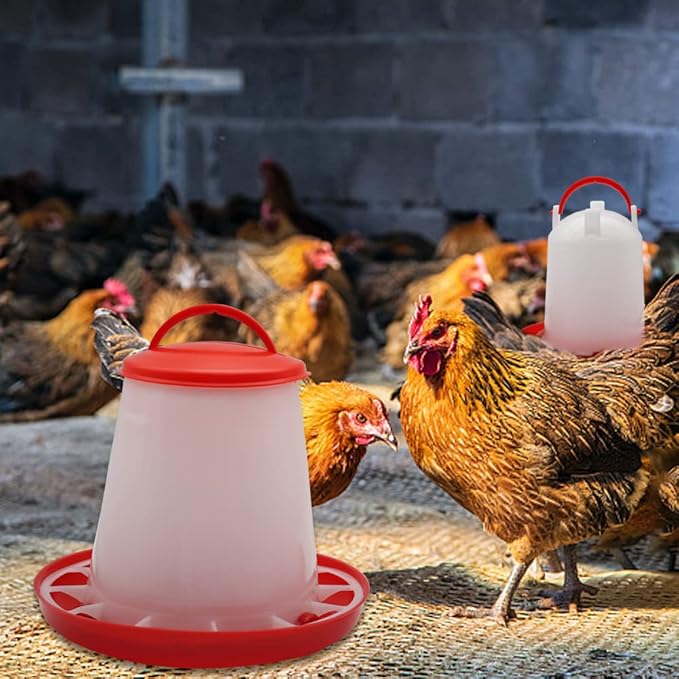 Chick Feeder and Waterer Kit, 1.5kg Chick Feeder and 1.5L Chick Waterer for Poultry Duck Quail Hanging Poultry Plastic Containers for Outdoor