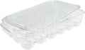 Kitchen Spaces Deluxe Egg Tray, Holds 18 Eggs, Refrigerator Storage Container with Lid, Stackable Fridge Organizer, Crush-Proof, BPA-Free, Clear