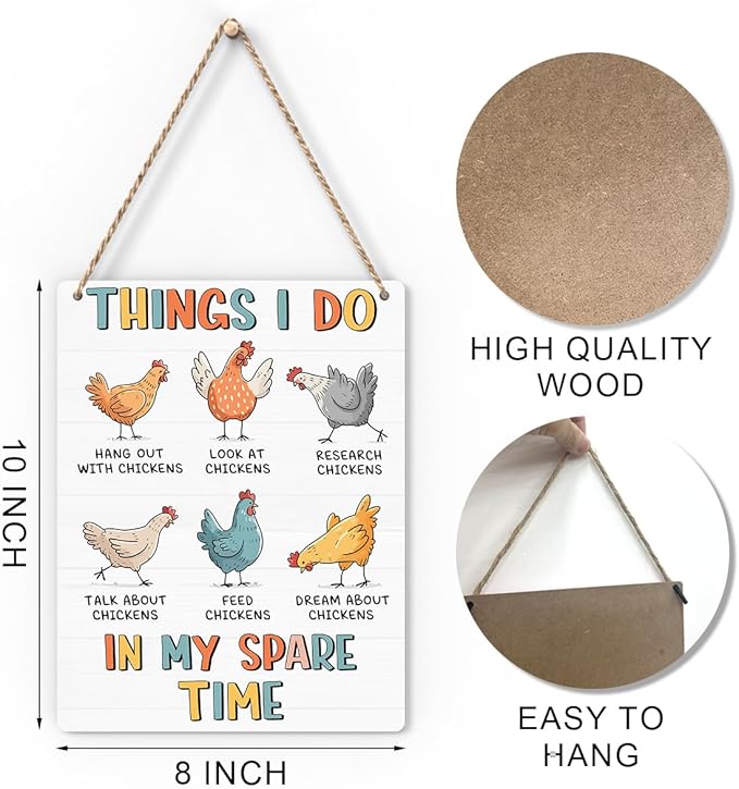 Chicken Gifts Sign Funny Chicken Coop Accessories Chicken Signs Rooster Humor Decor for Home Farm Chicken-Coop Kitchen Garden Yard Country Decor 8x10 Inch