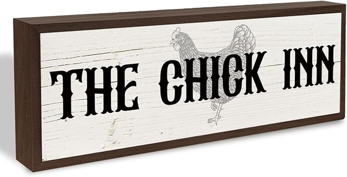 Farm Decor, The Chic Inn Sign, Funny Outdoor Garden Farm Signs, Farmhouse Hen House Coops Decor, Country Style Home Decors, Chicken Gifts 9.5x3.1x1 inches
